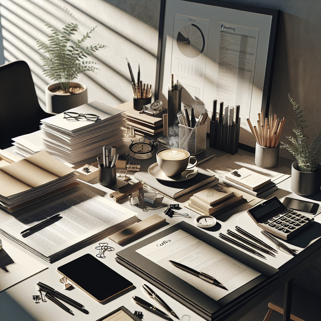 Elegant workspace with planning materials