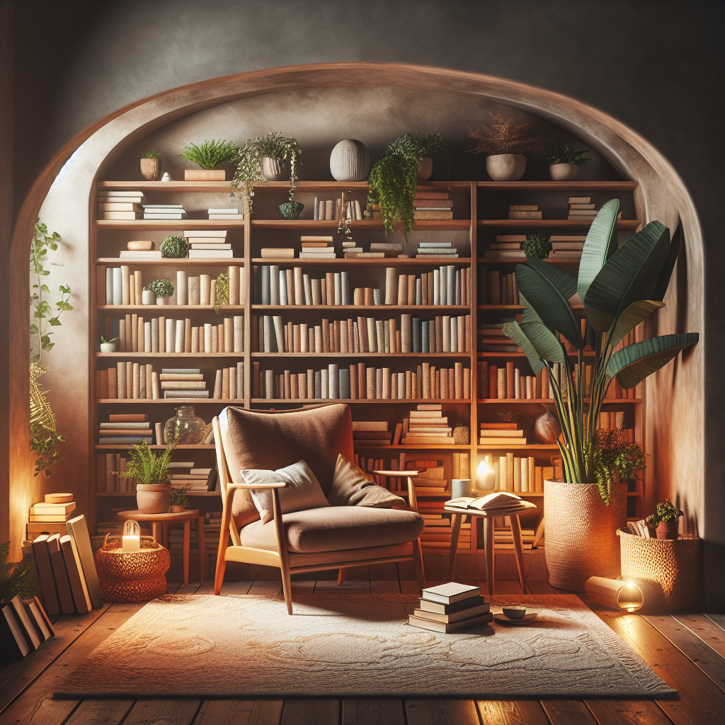 Cozy reading nook with books and comfortable chair